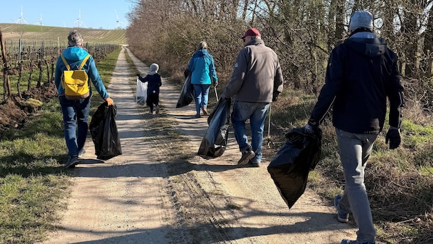 Die Flurreinigung in Gols brachte erfreulich wenige Flaschen und Dosen.