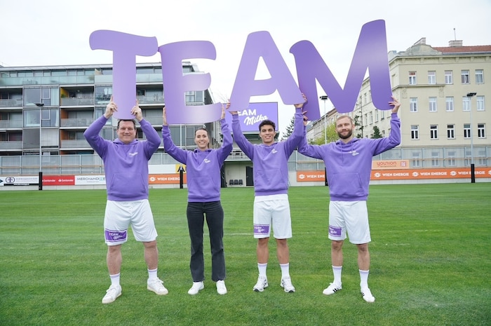 Laimer mit Pokorny, Schnaderbeck und Herzog (v. rechts).