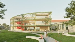 Über 30 Millionen Euro kostet der Zubau der Mittelschule Dr. Renner. Jetzt wird er aufgeschoben.