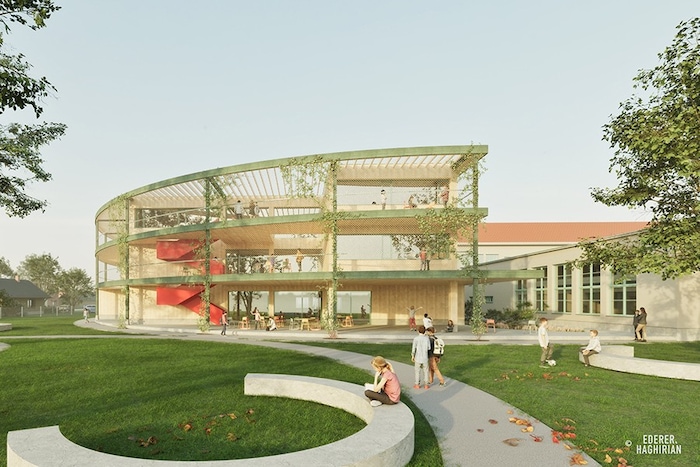 So soll der moderne Zubau bei der MS Dr. Renner aussehen.