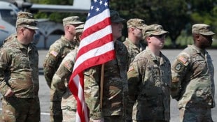 Diese Gruppe von US-Soldaten ist bereit für ihre Verlegung.