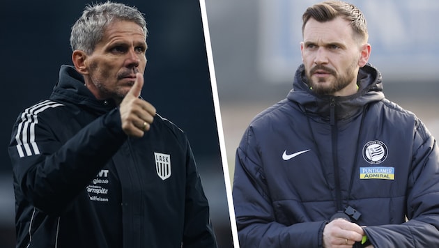 Die Trainer Didi Kühbauer (LASK) und Fabio Ingolitsch (Sturm)