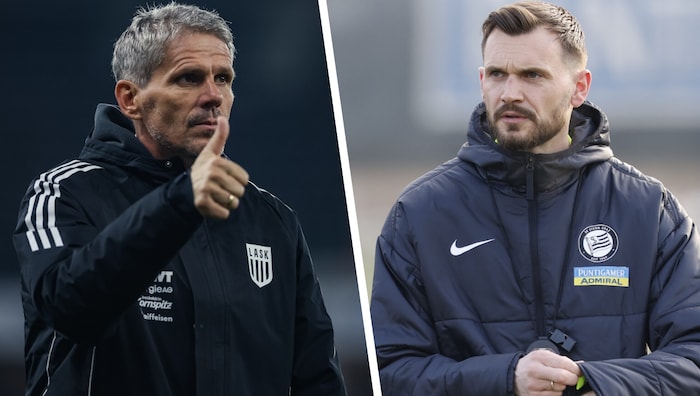 Im ersten Duell des Doppels trennten sich Didi Kühbauer (l.) und Fabio Ingolitsch (r.) 1:1.