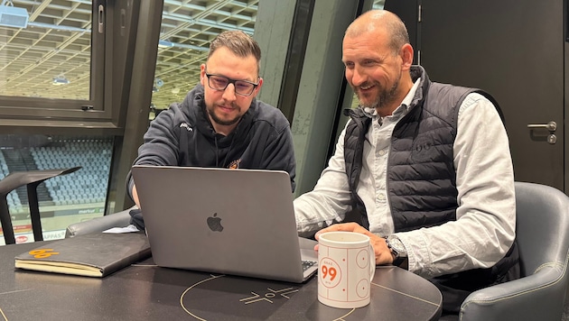 99ers-Sportchef Philipp Pinter (re.) mit „Director of Hockey“ Ben Grundauer