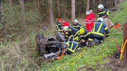 Das Fahrzeug kam in einem Waldstück zum Liegen.