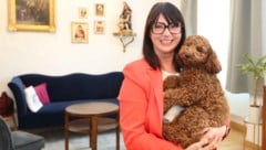 Burgenlands Caritas-Direktorin Melanie Balaskovics (49) mit Pudelrüde „Emil“: „Er ist mein ...