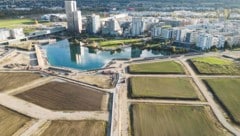 Halb fertig: Auf den freien Baufeldern (vorne) sollen noch tausende Wohnungen entstehen. Bis die ...