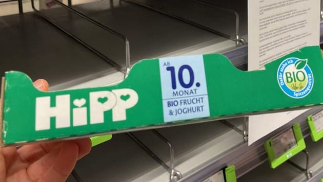 Seit Samstagfrüh sind die HiPP-Regale aller Filialen von Spar leer geräumt.