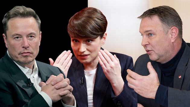 Maurer takes aim at Babler over advertising with Musk (left).