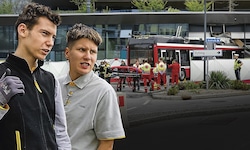 Die Billa-Plus-Mitarbeiter Benjamin Cirkin und Tobis Rubin bekamen den fatalen Unfall aus ...