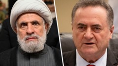 Hisbollah-Chef Naim Kassim (li.) soll „mit seinem Kopf bezahlen“ drohte Israel Katz (re.)