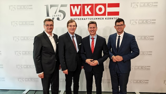 Jürgen Mandl (WK), Günther Goach (AK), Daniel Fellner (SP) und Martin Gruber (VP) (vl).