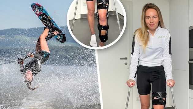 Nici Kuhn stürzte beim Wasserski und verletzte sich am Knie.
