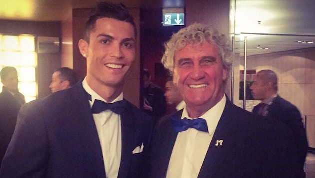 Jean-Marie Pfaff mit Cristiano Ronaldo – beide holten den vierten WM-Rang
