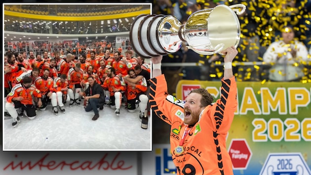 Andreas Gabalier ließ sich den Finalsieg der Graz99ers nicht entgehen.