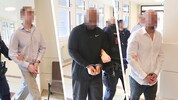 Von links nach rechts: Die zwei Niederländer (26 und 35) und der Wiener Juwelier vor Gericht in ...