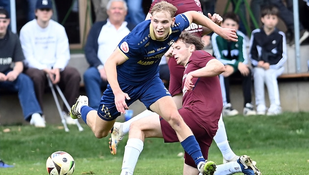 Marlon Winter (vorne) und Velden empfangen am Freitag Kalsdorf.