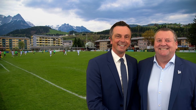 Der Skiclub Bischofshofen um Manfred Schützenhofer (re.) und Raimund Unger bekam am Donnerstag ...