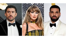 Taylor Swift, Bad Bunny (links) und Drake (rechts) sind die meistgehörten Musikstars in der ...