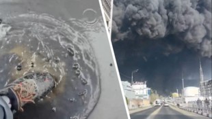 Über der Stadt Tuapse gab es gigantische Rauchwolken, schwarzer Regen fiel vom Himmel.