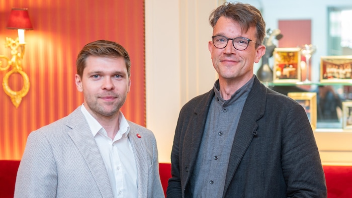 NEOS-Spitzenkandidat Philipp Pointner (rechts) mit Ralph Kranner