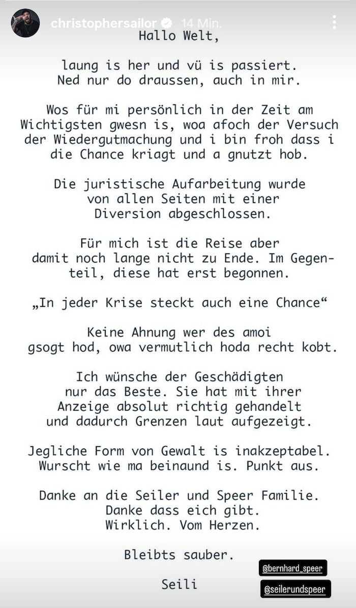 Nach mehreren Wochen der Funkstille vermeldete Seiler eine Diversion.