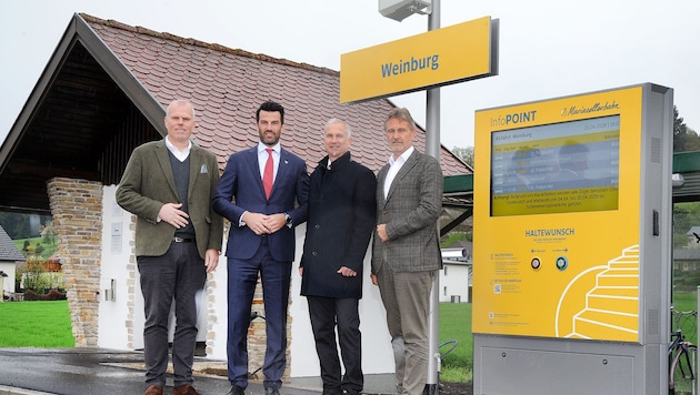 .Landesvize Udo Landbauer mit Weinburgs Bürgermeister Michael Strasser (2 . v. re.) und den ...