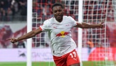 So freut sich Ridle Baku über seinen Treffer zum zwischenzeitlichen 3:0 für RB Leipzig …