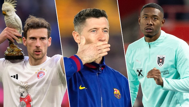 Leon Goretzka (links), Robert Lewandowski (Mitte) und David Alaba sind im Sommer wohl ablösefrei ...