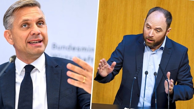 Wirtschaftsminister Hattmannsdorfer (li.) und SPÖ-Geschäftsführer Seltenheim (re.) sind sich in ...