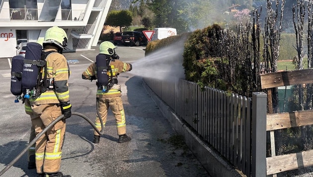 Die Floriani konnten den Heckenbrand rasch löschen.
