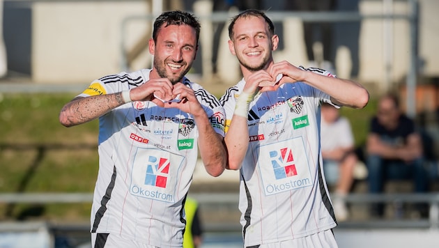 Markus Pink (left) scored the winning goal for Wolfsberg in the 84th minute.