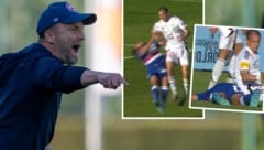 GAK-Coach Ferdinand Feldhofer zeigte sich fassungslos über die Foul-Szene mit Harakate.