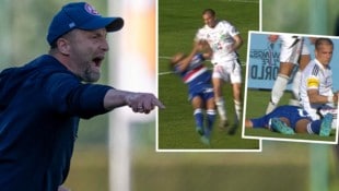GAK-Coach Ferdinand Feldhofer zeigte sich fassungslos über die Foul-Szene mit Harakate.