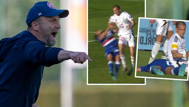 GAK-Coach Ferdinand Feldhofer zeigte sich fassungslos über die Foul-Szene mit Harakate.