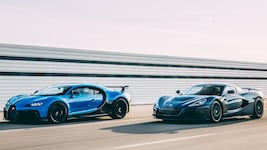 Autos von Bugatti (links) und Rimac (rechts) fahren künftig ohne Beteiligung von Porsche.
