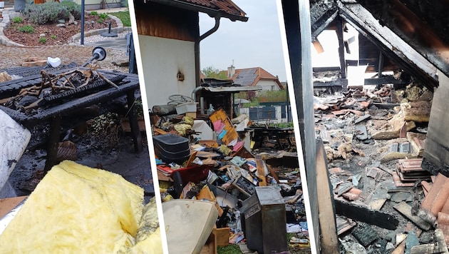 Bilder der Zerstörung – das einstige Zuhause ist nun eine Brandruine.