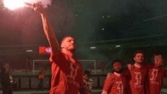 Marko Arnautovic feierte den Meistertitel mit Roter Stern feurig.