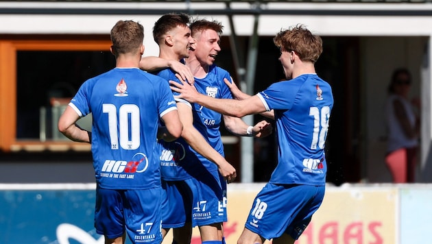 Fünfmal drehten die Grödiger Kicker zum Torjubel ab.