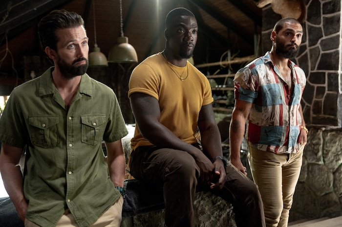 v.l.n.r.: Emmett J. Scanlan, Christian Ochoa Lavernia und Kojo Attah in den Rollen der ...
