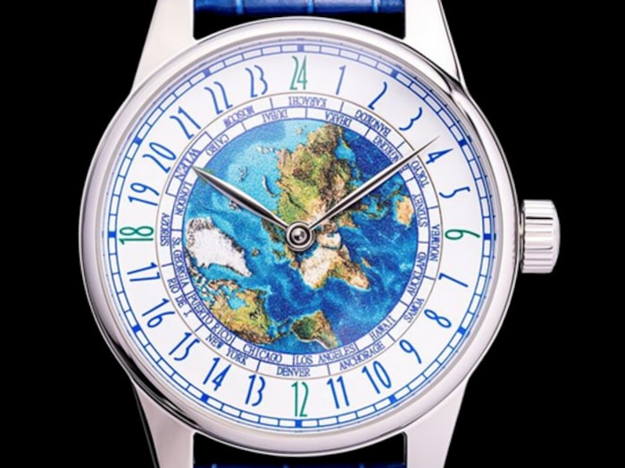 Ein Blick genügt. Wer die Position einer Stadt erkennt, weiß sofort, wie spät es dort ist.