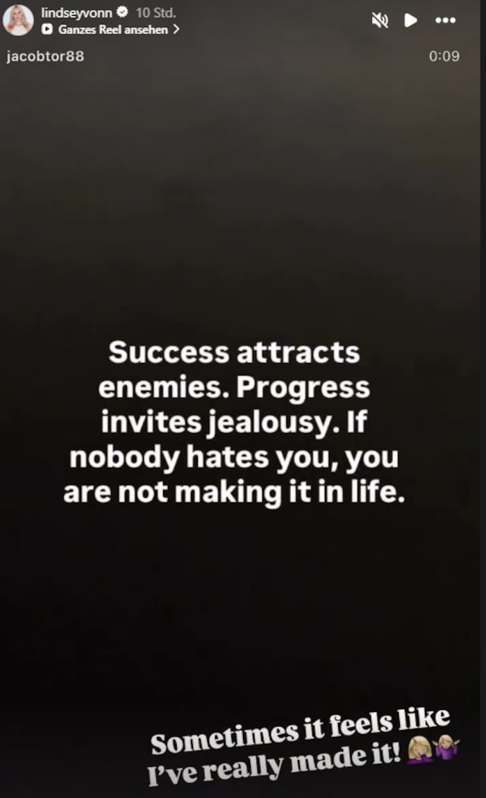 Seitenhieb von Lindsey Vonn an alle Kritiker.