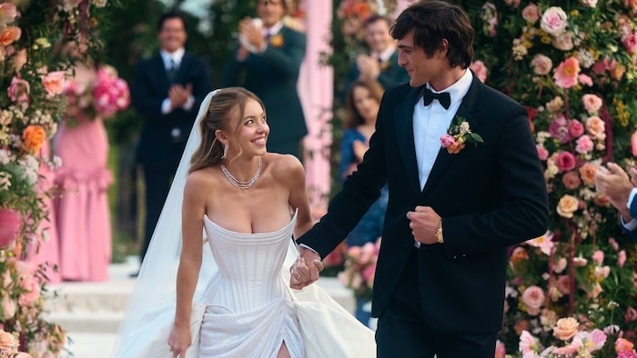 Jacob Elordi und Sydney Sweeney in der letzten Staffel der HBO-Serie „Euphoria“. Bei den ...