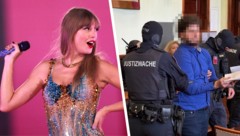 Schwer bewacht, wird Beran A. am ersten Prozesstag im Landesgericht Wiener Neustadt (NÖ) ...