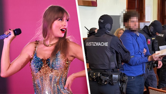 Schwer bewacht, wird Beran A. am ersten Prozesstag im Landesgericht Wiener Neustadt (NÖ) ...