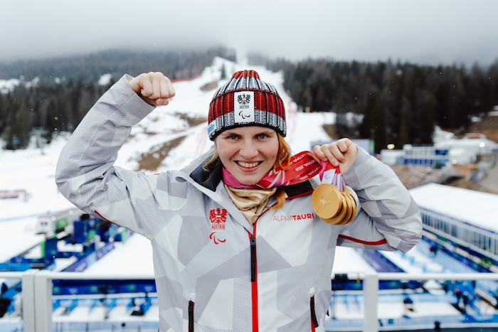 Bei den Paralympics in Cortina gewann Veronika Aigner 4 x Gold und 1 x Silber.