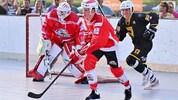 Poggersdorf mit KAC-Verteidiger Tobias Sablattnig war im Vorjahr nicht zu bremsen