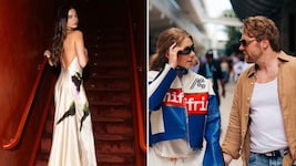 Kelly Piquet (li.), Mikaela Shiffrin und Aleksander Aamodt Kilde sind schon bereit für den ...