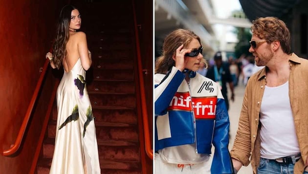 Kelly Piquet (li.), Mikaela Shiffrin und Aleksander Aamodt Kilde sind schon bereit für den ...