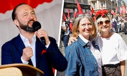 Max Lercher (SPÖ) heizte bei seiner Rede ein, Elke Kahr (KPÖ, mit Claudia Klimt-Weithaler) zog ...